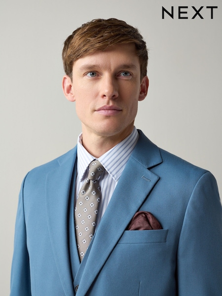 Blue Slim Fit Textured Suit Jacket (H59112) | 390 zł