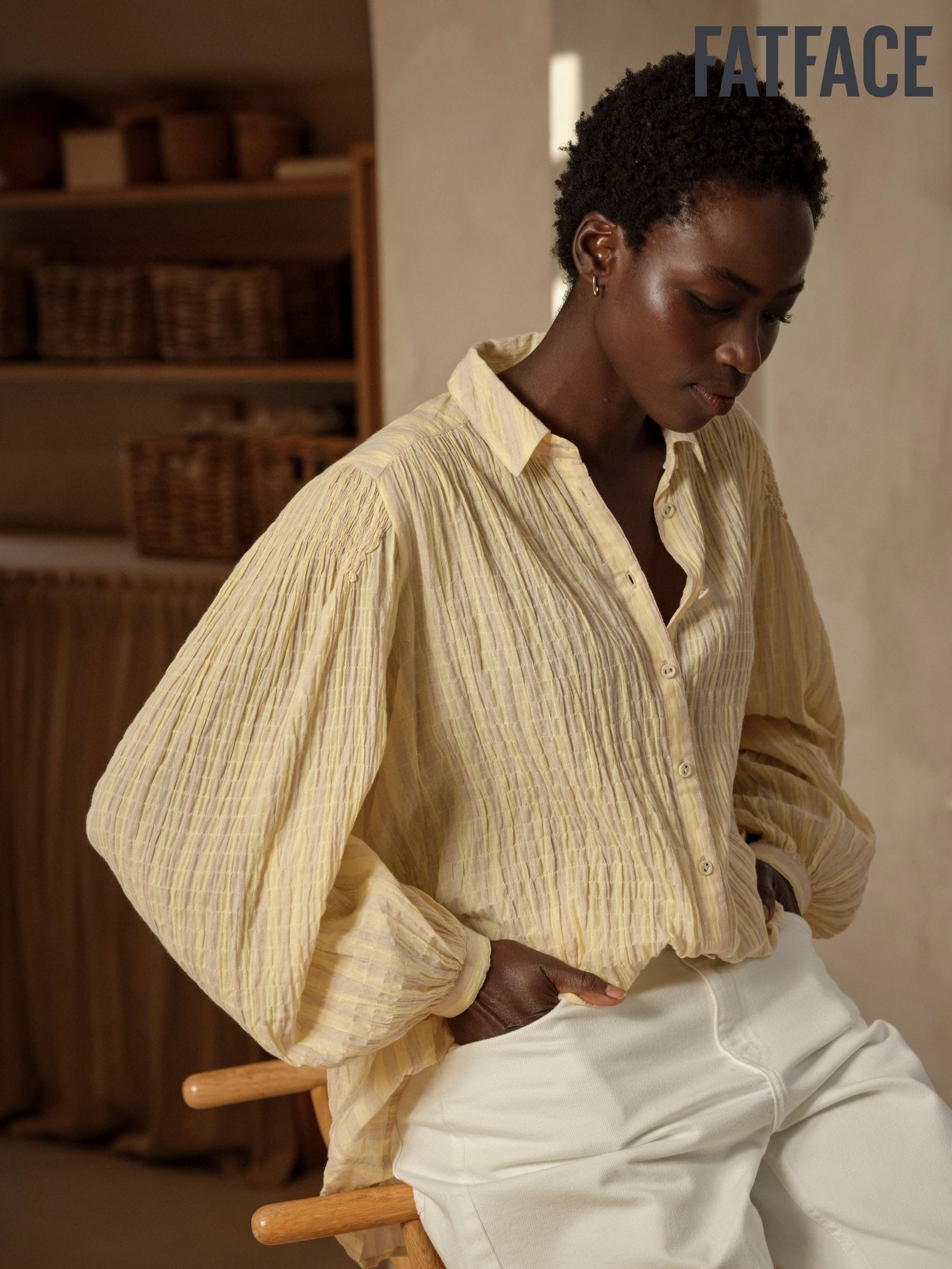 Women's Blouses Yellow Print Puff Sleeve Tops | Next Oman