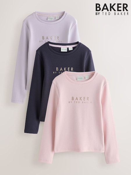 Baker by Ted Baker Pink/Purple Ribbed Long Sleeve T-Shirts 3 Pack (H59347) | ‏174 ر.س.‏ - ‏201 ر.س.‏