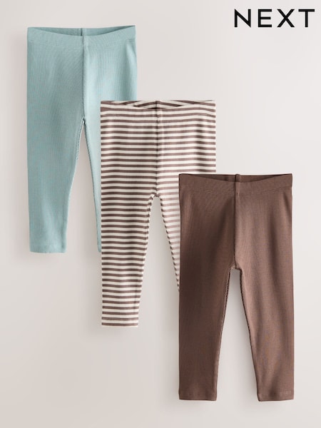 Neutrals and Blue Leggings 3 Pack (3mths-7yrs) (H59392) | €20 - €26