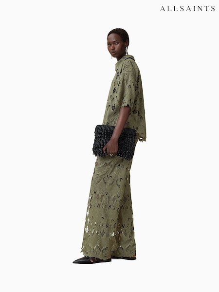 AllSaints Green Straight Fit Charli Embroidered Trousers (H59417) | 10,154 UAH