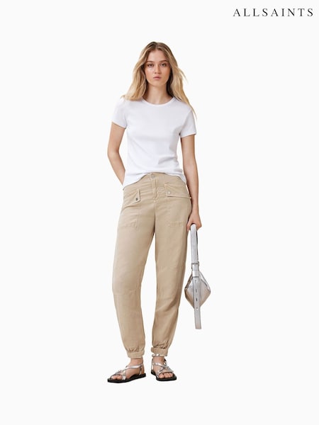 AllSaints Brown Val High Rise Cargo Linen Blend Trousers (H59419) | 8,952 UAH