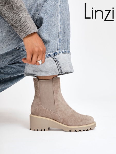 Linzi Taupe Attend Chelsea Wedge Boots (H59441) | AED280