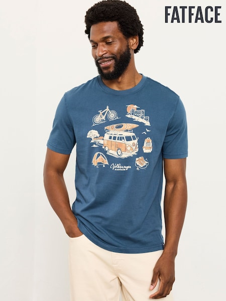 FatFace Navy VW Camping Kayak Graphic Tshirt (H59457) | AED172