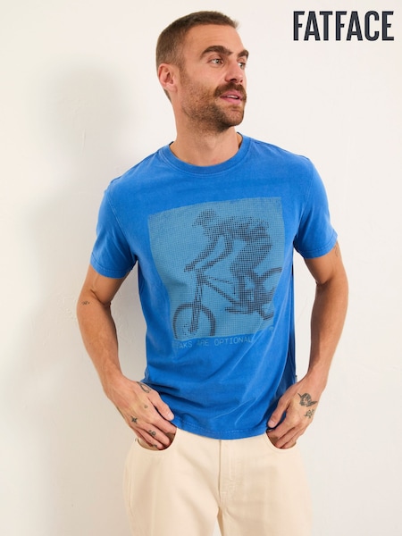 FatFace Cobalt Blue Bike Square Graphic T-Shirt (H59462) | AED163