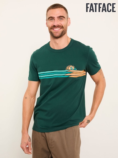 FatFace Jade Green Sunseeker Chest Stripe Tshirt (H59492) | kr440