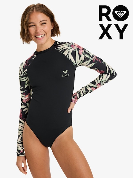 Roxy Cream Floral Print Basic Mix Long Sleeve Logo Swimsuit (H59505) | €89