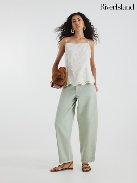 River Island Green Loose Fit Elasticated Barrel Jeans (H59518) | €86 - €105