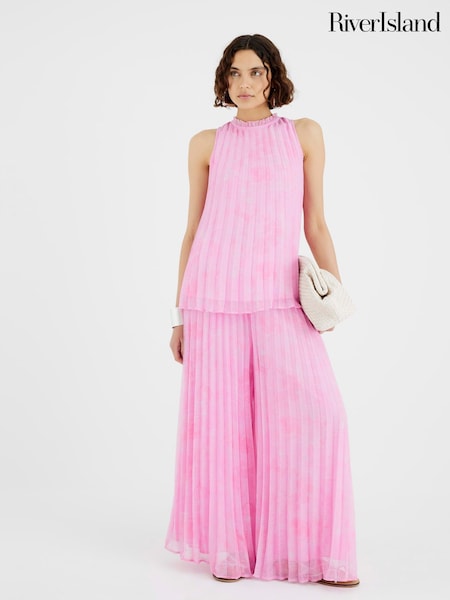 River Island Pink Plisse Tunic Top (H59519) | R$ 355