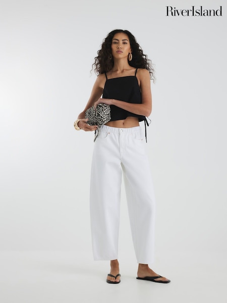 River Island White Loose Fit Elasticated Barrel Jeans (H59533) | €70 - €105
