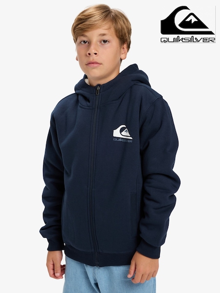 Quiksilver Blue Boys Fleece Sherpa Logo Zip-Up Logo Hoodie (H59566) | R$ 545