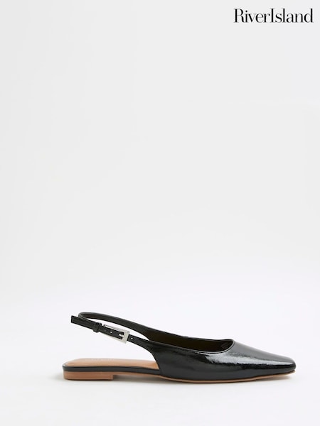 River Island Black Sling Back Chisel Toe Flat Shoes (H59569) | € 44