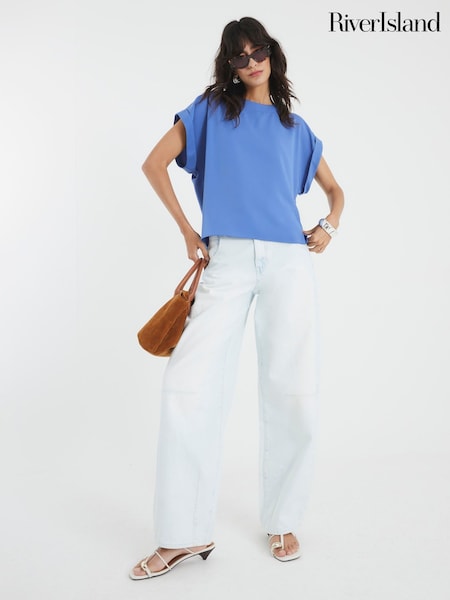 River Island Blue Drape Sleeve T-Shirt (H59576) | €33