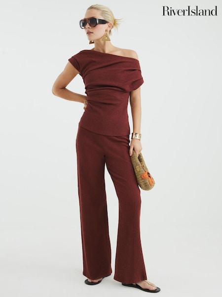 River Island Orange Drape Textured Top (H59583) | AZN 73