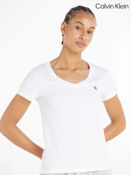 Calvin Klein White Slim V-Neck T-Shirt (H59638) | €50