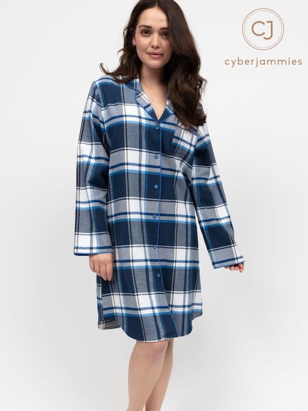 Cyberjammies Blue Long Sleeve Check Nightshirt (H59710) | €40