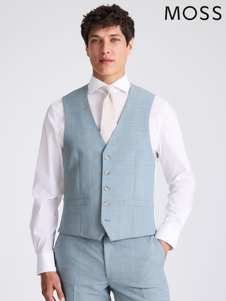MOSS Blue Slim Fit Marl Waistcoat (H59744) | R$ 985