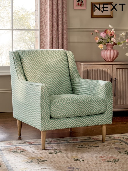 Ikat Print Basil Green Prescott Armchair (H59779) | €497