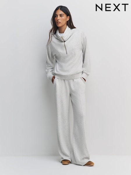 Grey Marl Premium Wide Leg Jersey Joggers (H59785) | 123 QAR