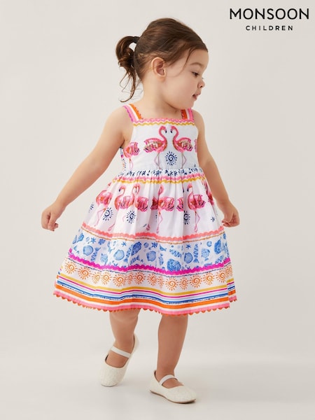 Monsoon Natural Baby Sequin Embellished Flamingo Dress (H59894) | € 47 - € 50