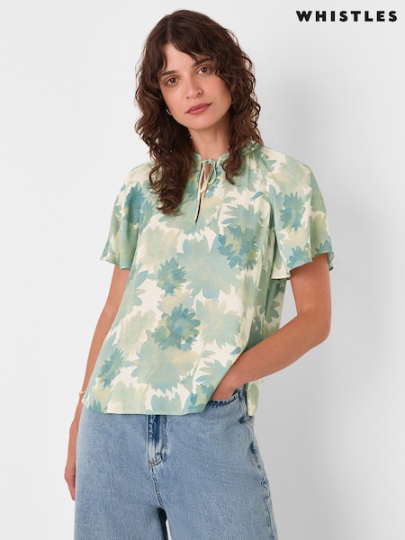 Whistles Floral Print Tie Neck Blouse (H59906) | 126 €