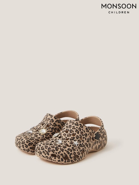 Monsoon Brown Jewel Leopard Print Clogs (H59912) | 59 QAR - 69 QAR