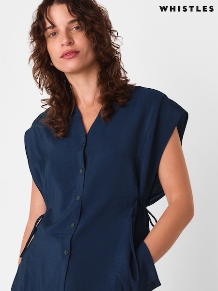 Blue - Whistles Button Down Tie Side Shirt (H59921) | 98 €