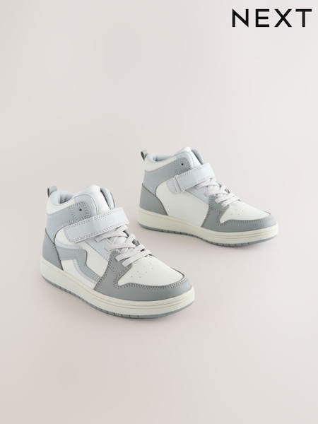 Grey Standard Fit (F) Elastic Lace High Top Trainers (H59989) | €35 - €43