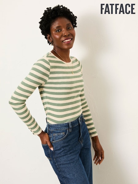FatFace Callie Green Stripe Long Sleeve Top (H60052) | €38.50