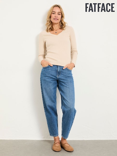 FatFace Callie Oatmeal V Neck Top (H60068) | €39