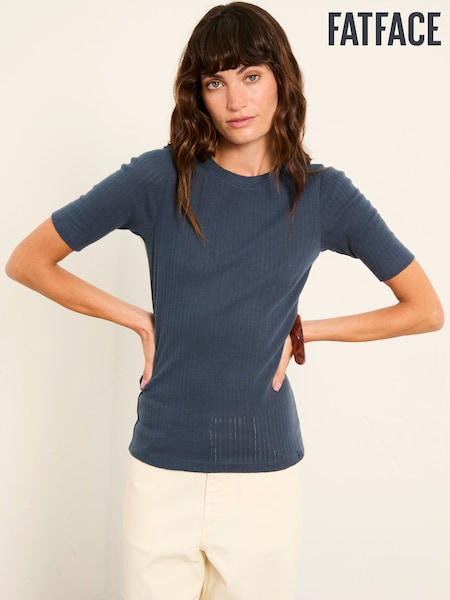 FatFace Callie Navy Pointelle Top (H60071) | €44