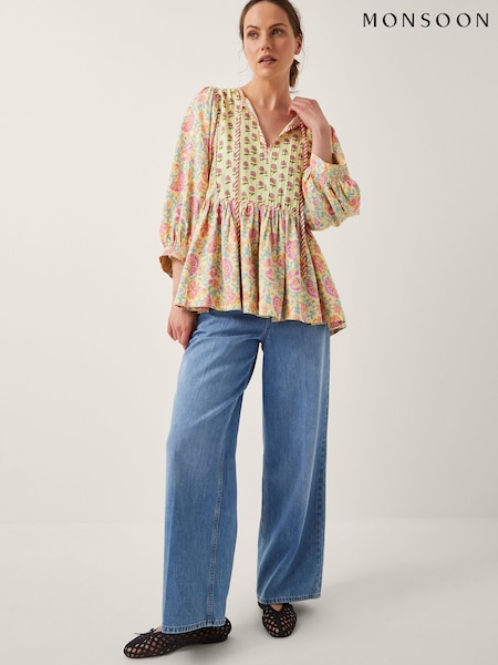 Monsoon Yellow Betty Mix Floral Print Top (H60136) | €75