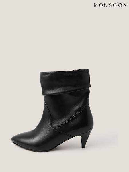 Monsoon Ria Ruched Leather Ankle Boots (H60164) | 112 €