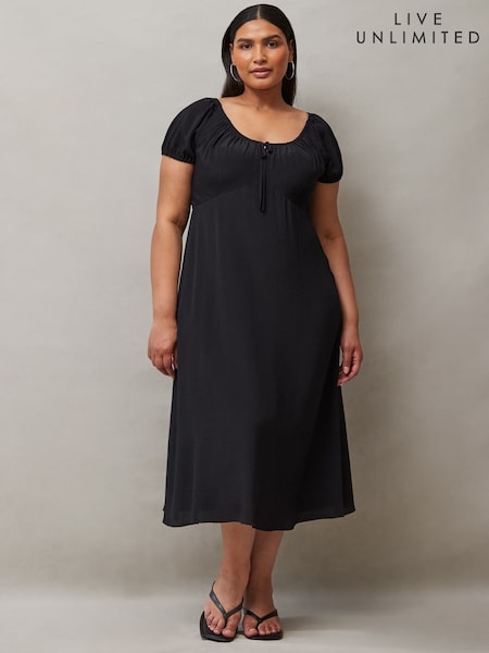 Live Unlimited Black Keyhole Scallop Neck Dress (H60199) | €83