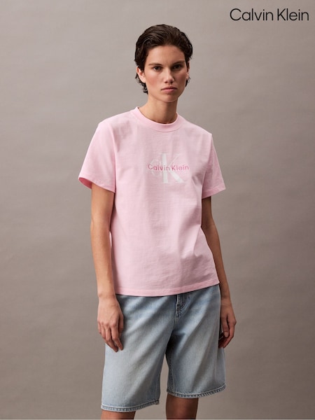 Calvin Klein Pink Monogram Logo T-Shirt (H60264) | AZN 113