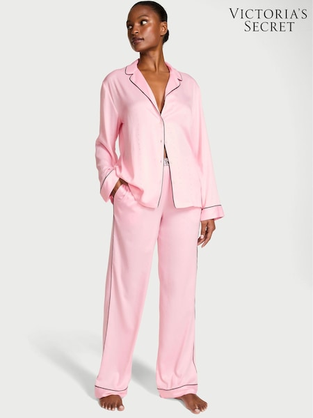 Victoria's Secret Pretty Blossom Pink Satin Shine Long Pyjamas Set (H60311) | €171