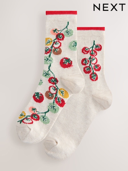 Oatmeal Tomato Ankle Socks 2 Pack (H60410) | 36 QAR