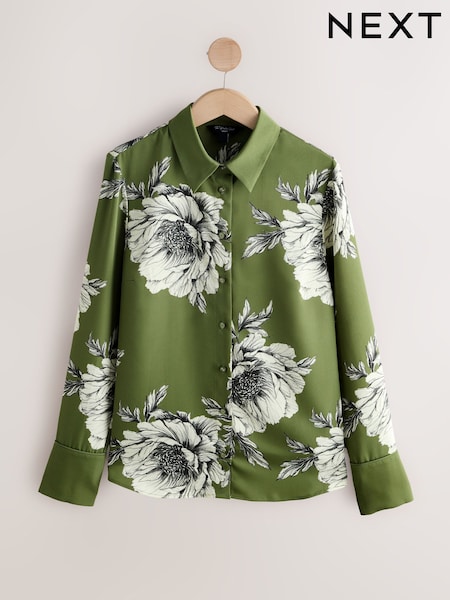 Green/Ecru Floral Print Long Sleeve Shirt (H60426) | NT$1,410