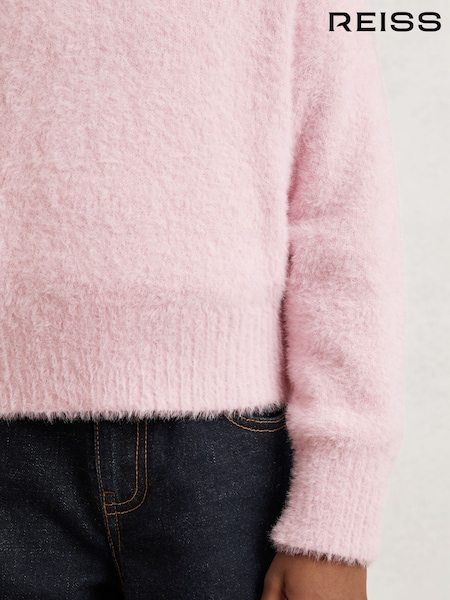 Reiss Pink Gracie Fluffy Crew-Neck Jumper (H60474) | €60