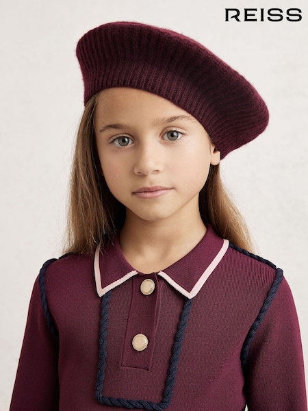 Reiss Berry Beatrice Wool Blend Rib Knit Beret With Cashmere (H60498) | AED202