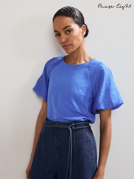 Phase Eight Blue Tate Puff Sleeve Top (H60532) | €79