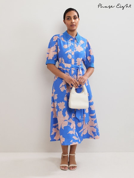 Phase Eight Blue Petite Floral Print Dress (H60534) | €199