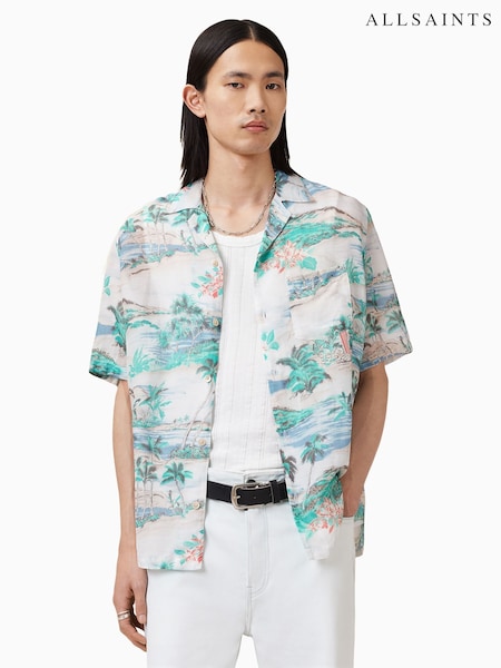 AllSaints White Biarritz Short Sleeve Shirt (H60560) | R$ 1,175