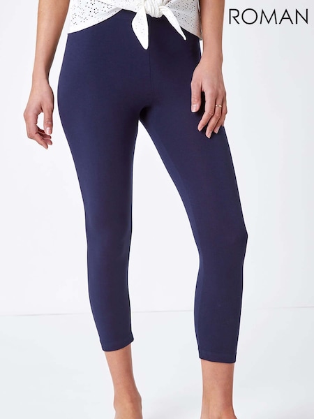 Roman Blue Elastic Waist Stretch Cropped Leggings (H60589) | R$ 385
