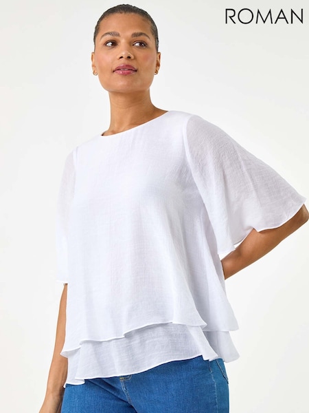 Roman Double Layered Tunic Top (H60601) | R$ 385