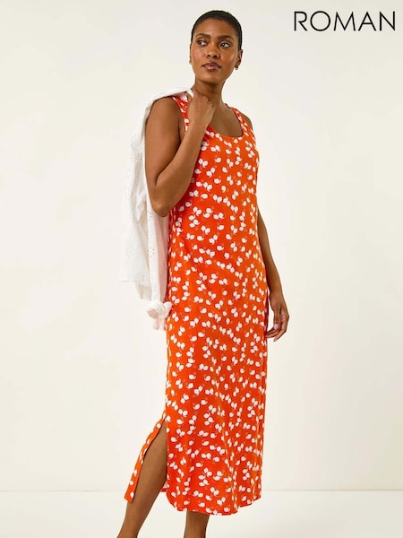 Roman Orange Lemon Print Maxi Dress (H60609) | €53