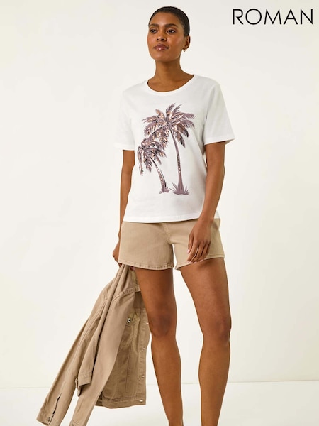 Roman Palm Print Cotton T-Shirt (H60628) | R$ 385