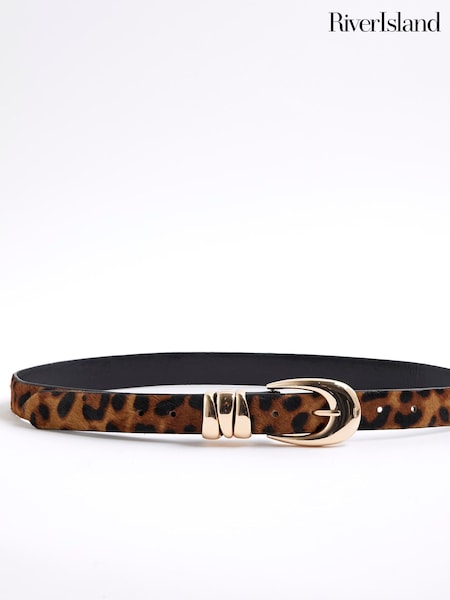 River Island Leopard Print Triple Keeper Belt (H60699) | R$ 215