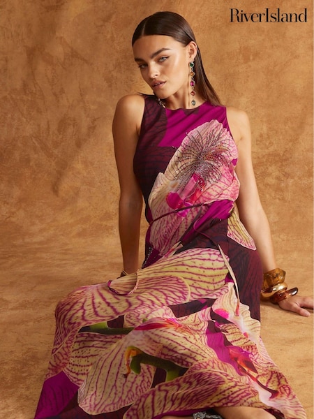 River Island Red Orchid Printed Maxi Dress (H60717) | €92