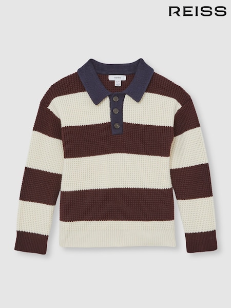 Reiss Brown/ Off White/ Navy Blue Hatfield Polo Shirt (H60842) | €70